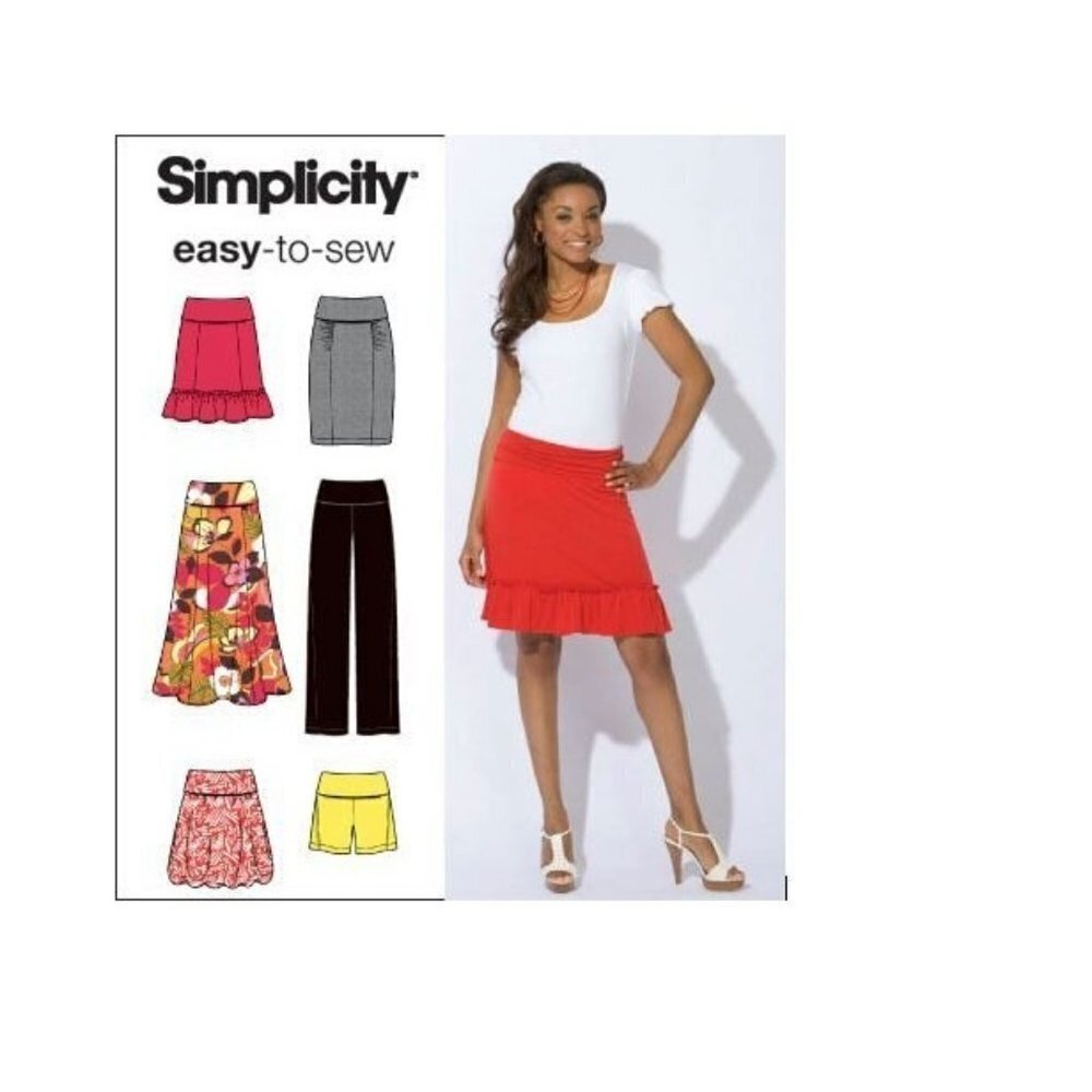 Simplicity Sewing Pattern 2608 Skirt Pants Shorts Knits Misses Size 4-12